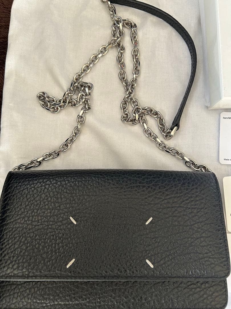 メゾンマルジェラ チェーンロングウォレット 4ステッチ 黒★