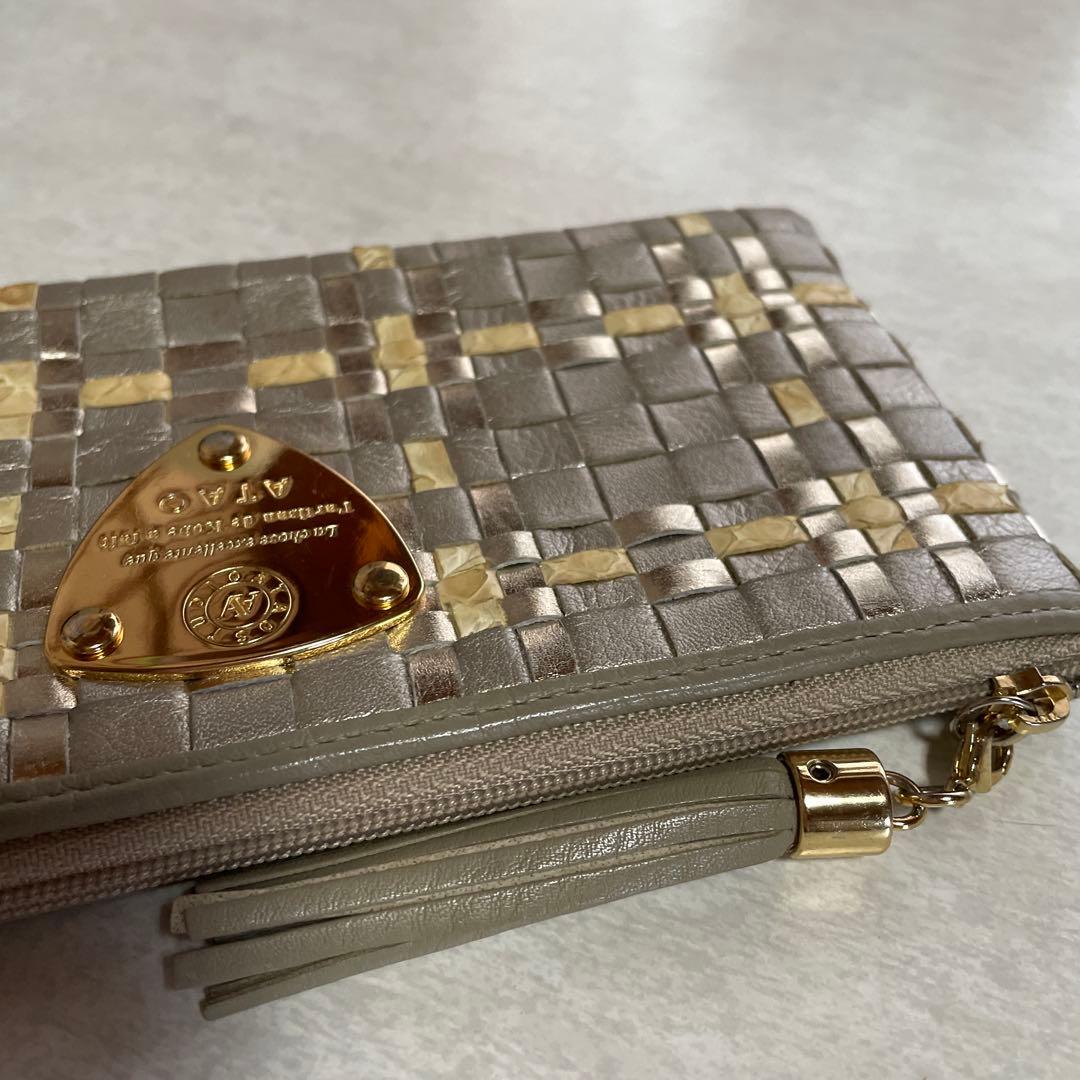 ATAO シルバー パイソン編み込み 長財布