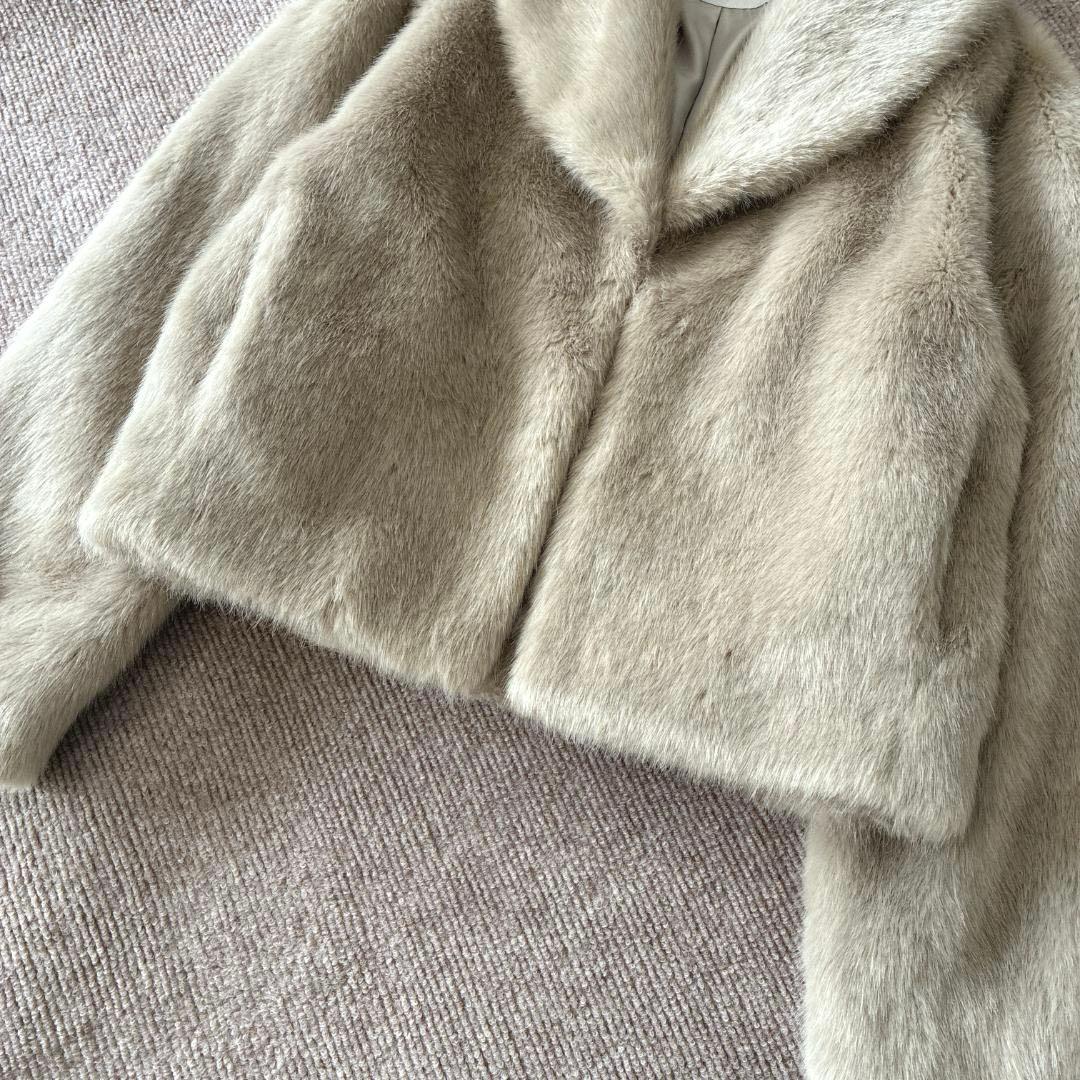 美品 近年 ルルウィルビー♡エコファー コート ジャケット ショールカラー 2