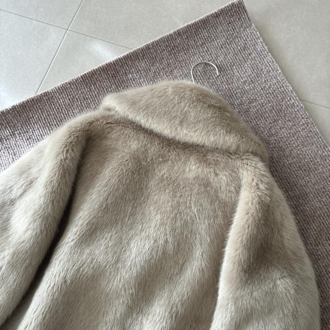 美品 近年 ルルウィルビー♡エコファー コート ジャケット ショールカラー 2