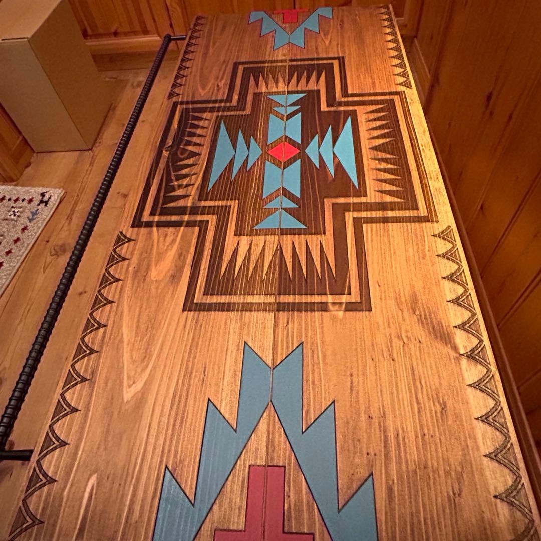 No.564 アイアンローテーブル オルテガテーブル　ネイティブ柄