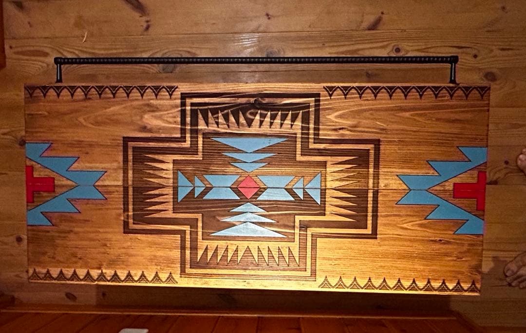 No.564 アイアンローテーブル オルテガテーブル　ネイティブ柄