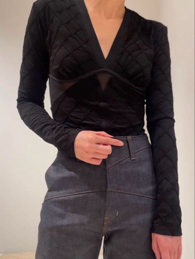 トップス FETICO JACQUARD JERSEY PANELED BODYSUIT