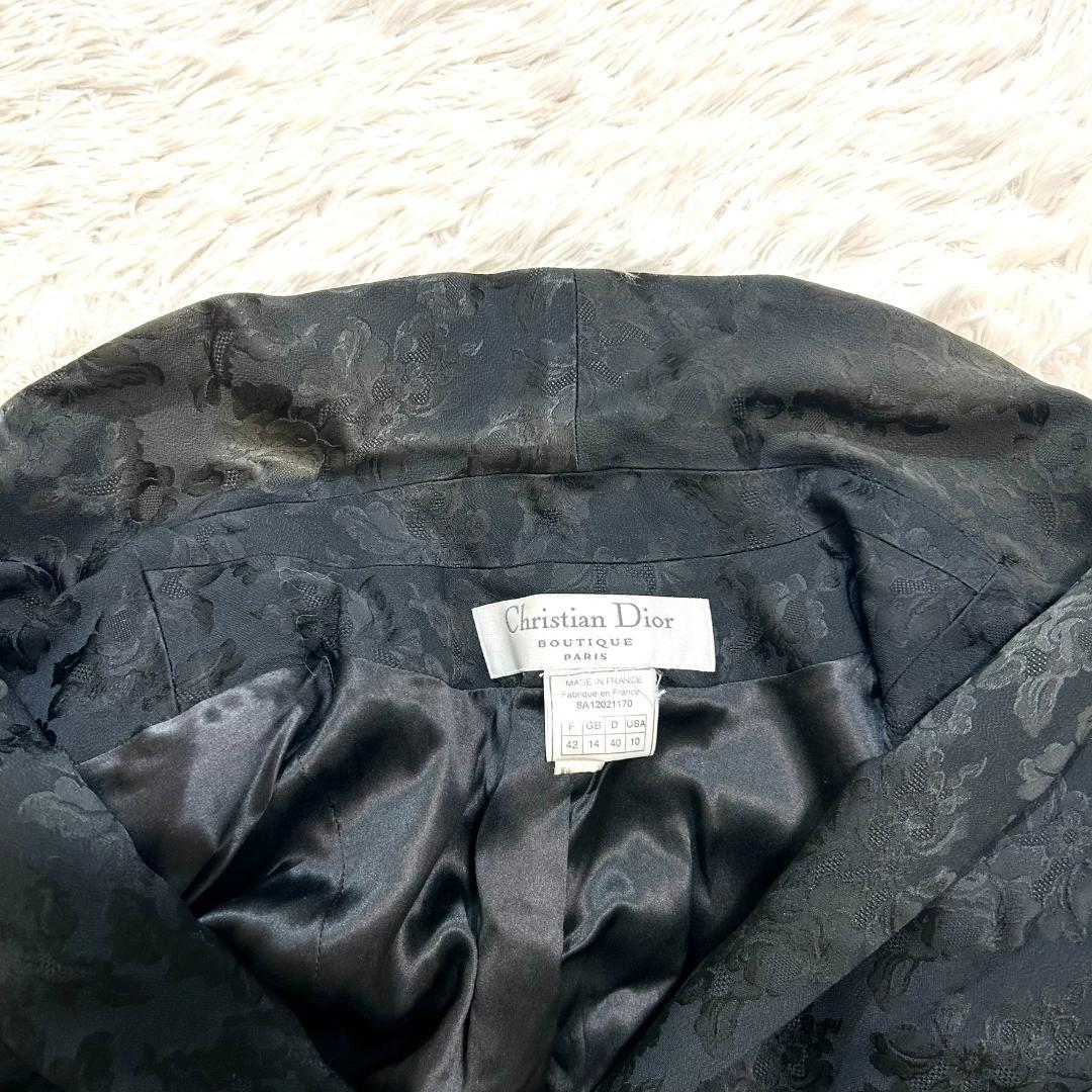 クリスチャンディオール　ガリアーノ期　　ジャケット　総柄　黒　チェスターコート