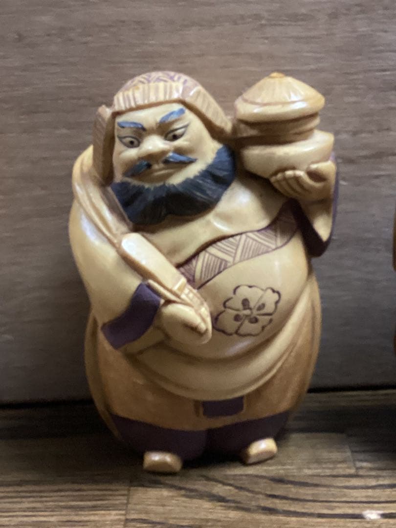 極上和彫刻　弁財天　布袋　毘沙門天白材彫刻三体　古美術品　コレクション