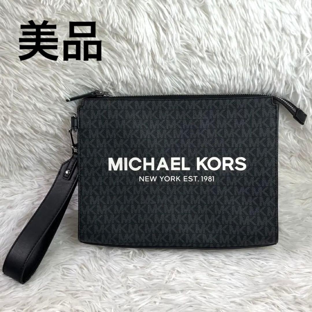【美品】マイケルコース ロゴ　MK柄　黒　バッグ クラッチバッグ 男女