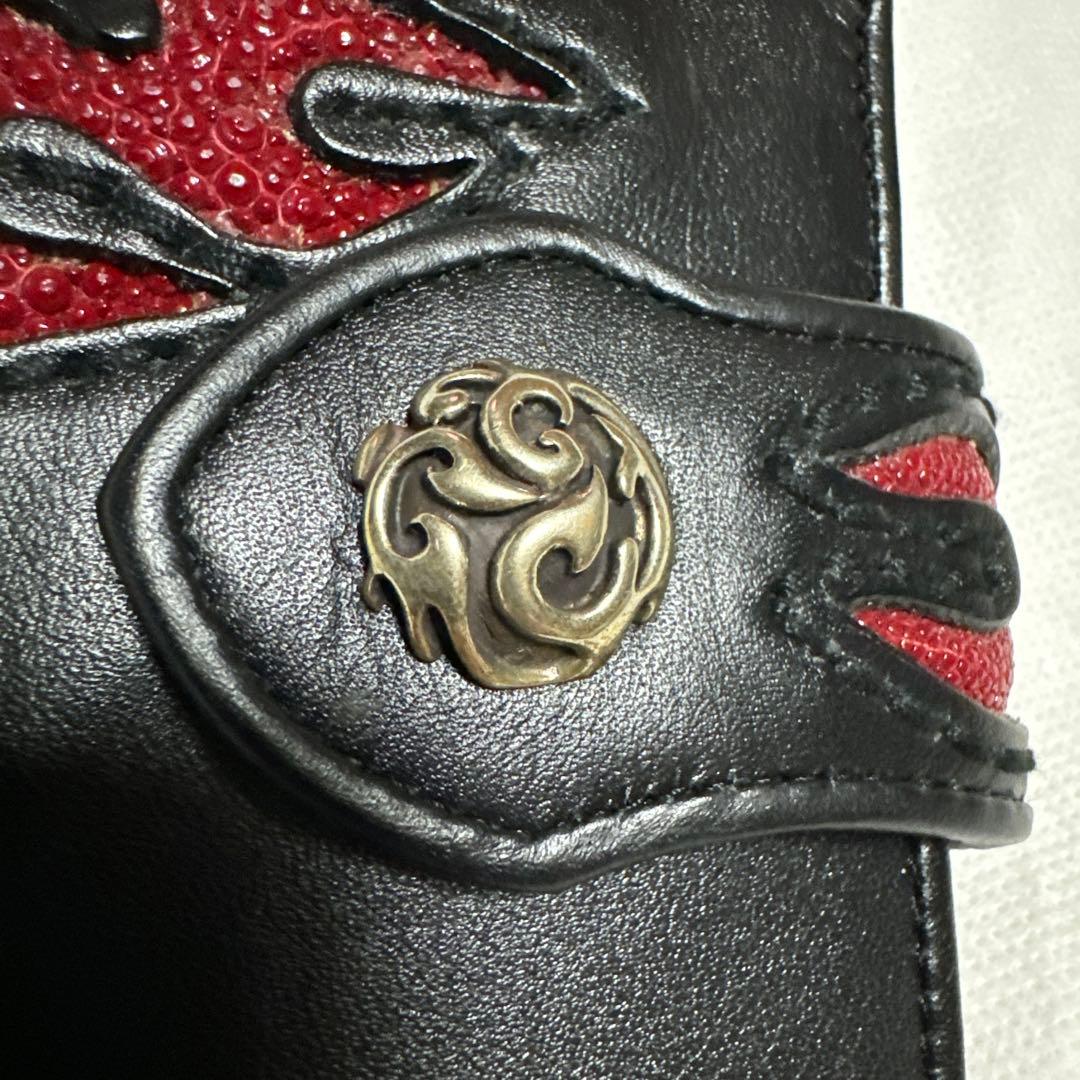 二つ折ウォレット/レザー/スティングリイ/コンチョ/小銭入/新品50%OFF