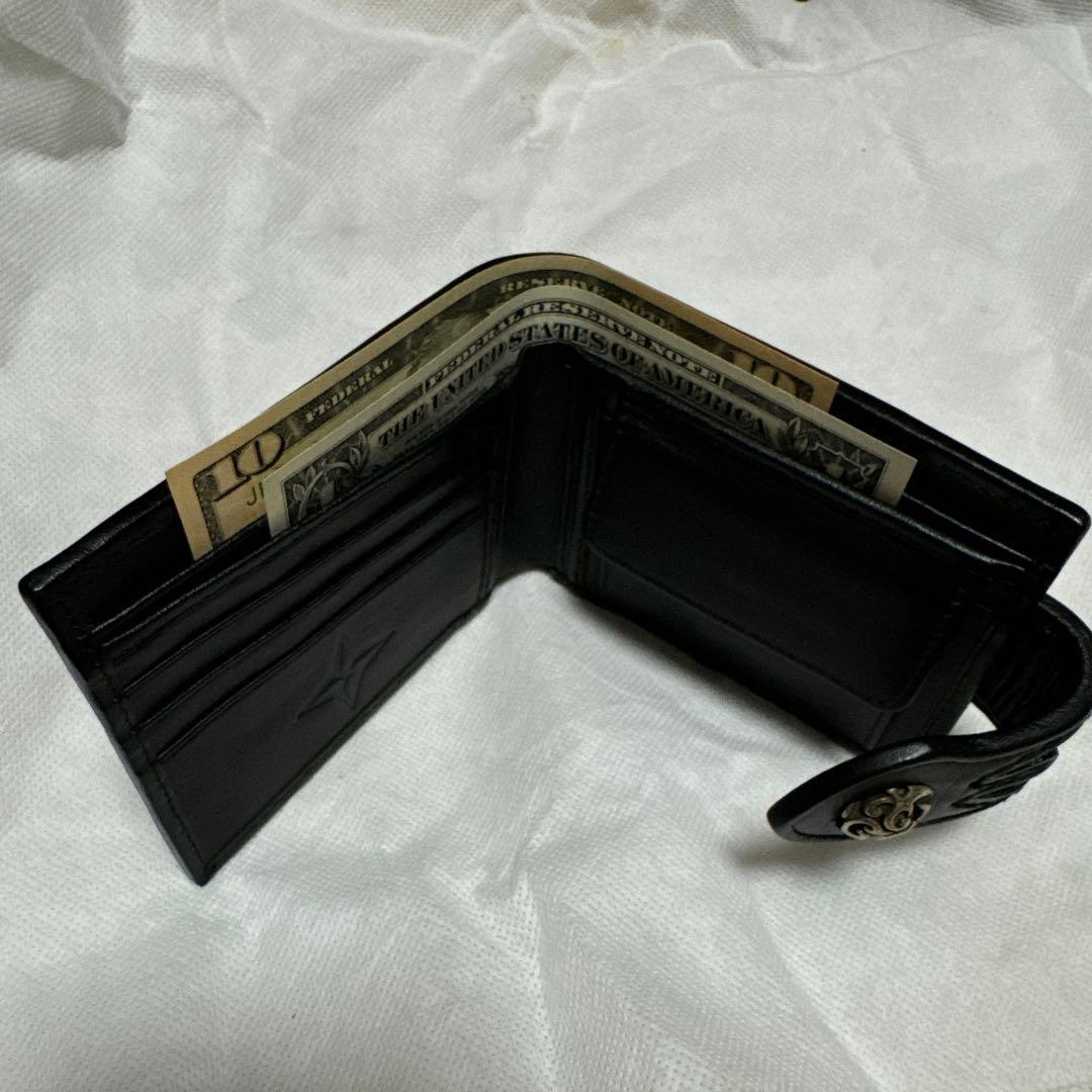 二つ折ウォレット/レザー/スティングリイ/コンチョ/小銭入/新品50%OFF