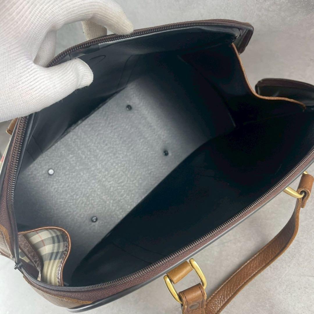 希少　バーバリー　ノバチェック　ボストンバッグ　ハンドバッグ　大容量　ホースロゴ