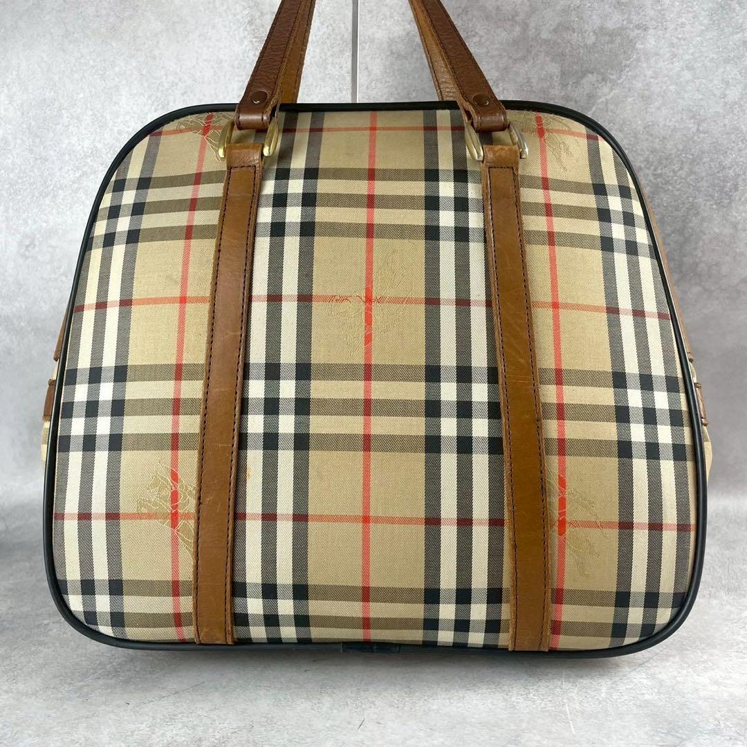 希少　バーバリー　ノバチェック　ボストンバッグ　ハンドバッグ　大容量　ホースロゴ