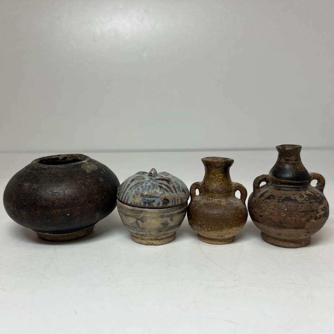 専用16世紀頃　宋胡ろく壺4点　最大h6cm 最長幅約8cm 東K8-0131①