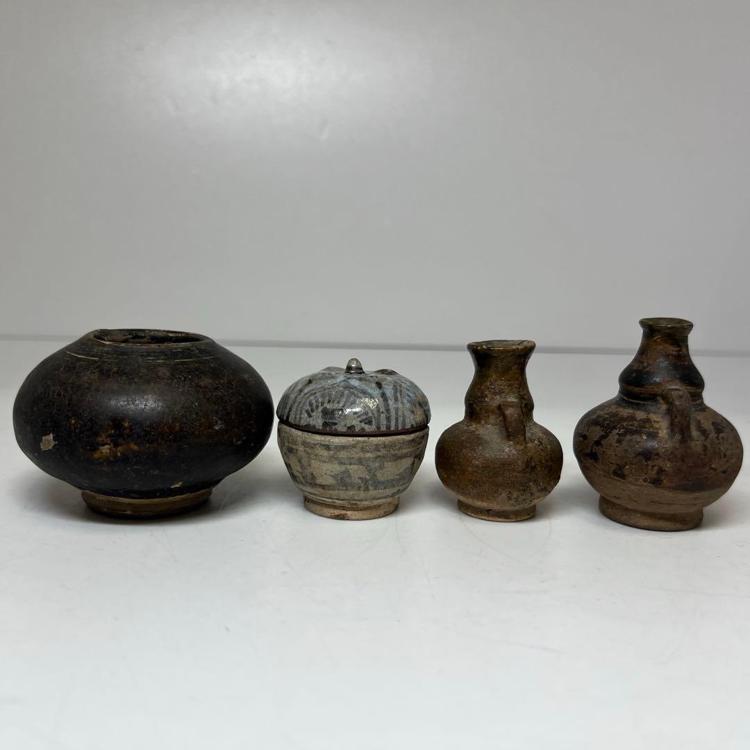 専用16世紀頃　宋胡ろく壺4点　最大h6cm 最長幅約8cm 東K8-0131①