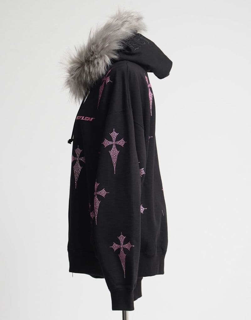 REFLEMタグ付き♥ファー付き十字架クロスZIPパーカーPINK2way♥