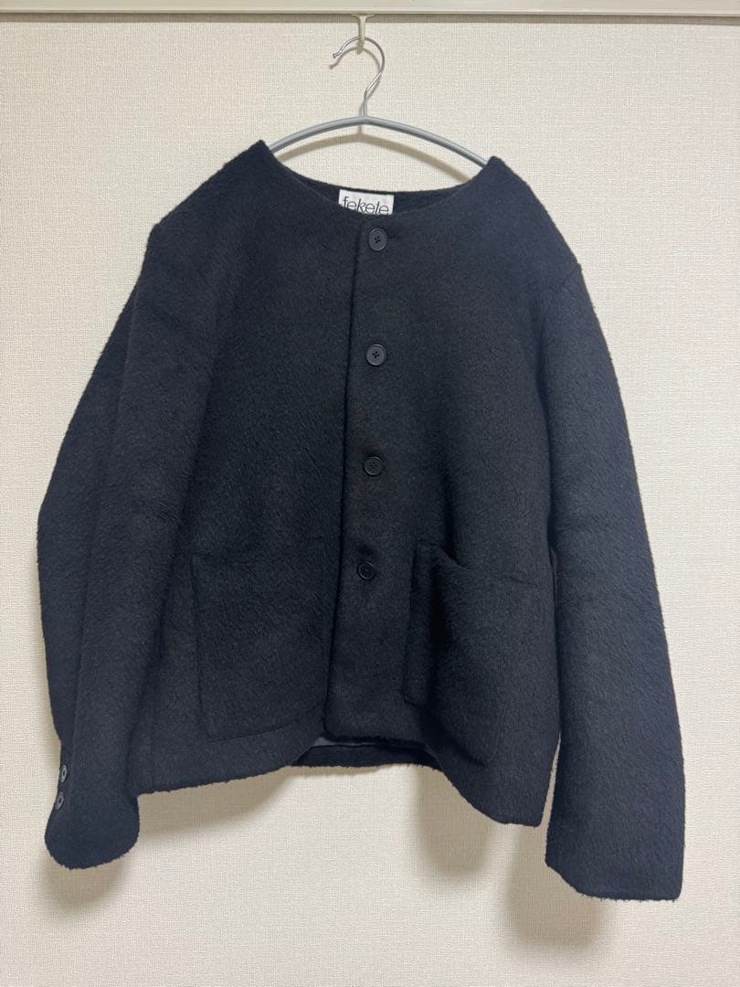 FEKETE/ノーカラーウールシャギージャケット ブラック　2025