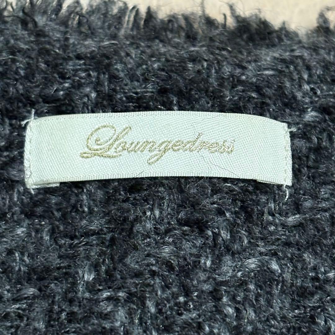 ラウンジドレス　ノーカラーツイードジャケット　金ボタン　グレー×ブラック