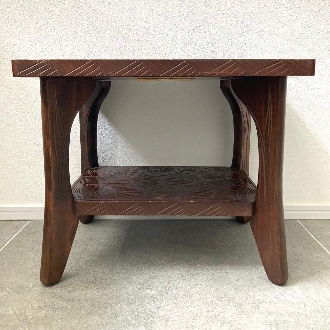 伝統工芸 日光彫り サイドテーブル 花台 飾り台 和家具 軽井沢彫 ヴィンテージ