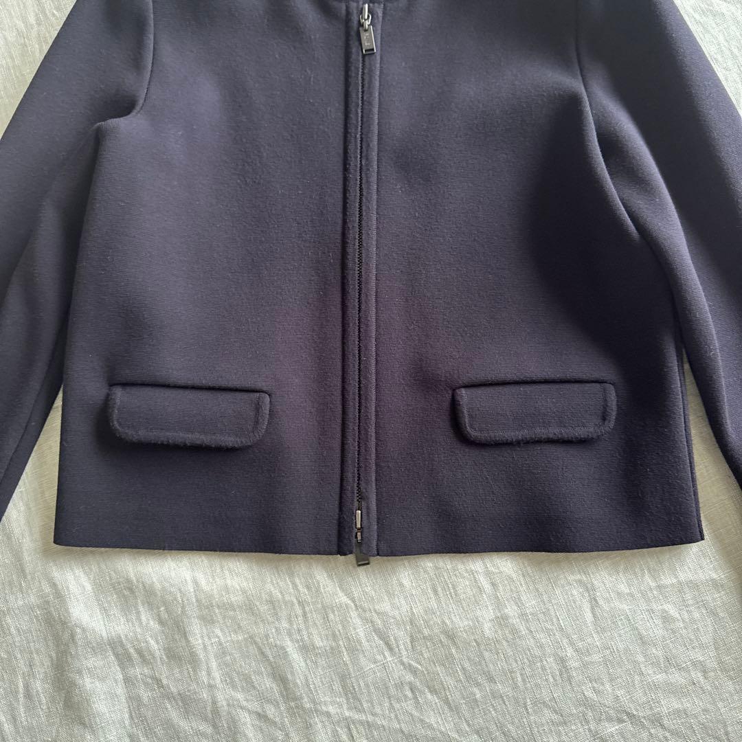 フォクシー　Foxey ノーカラージャケット　ネイビー 38 美品