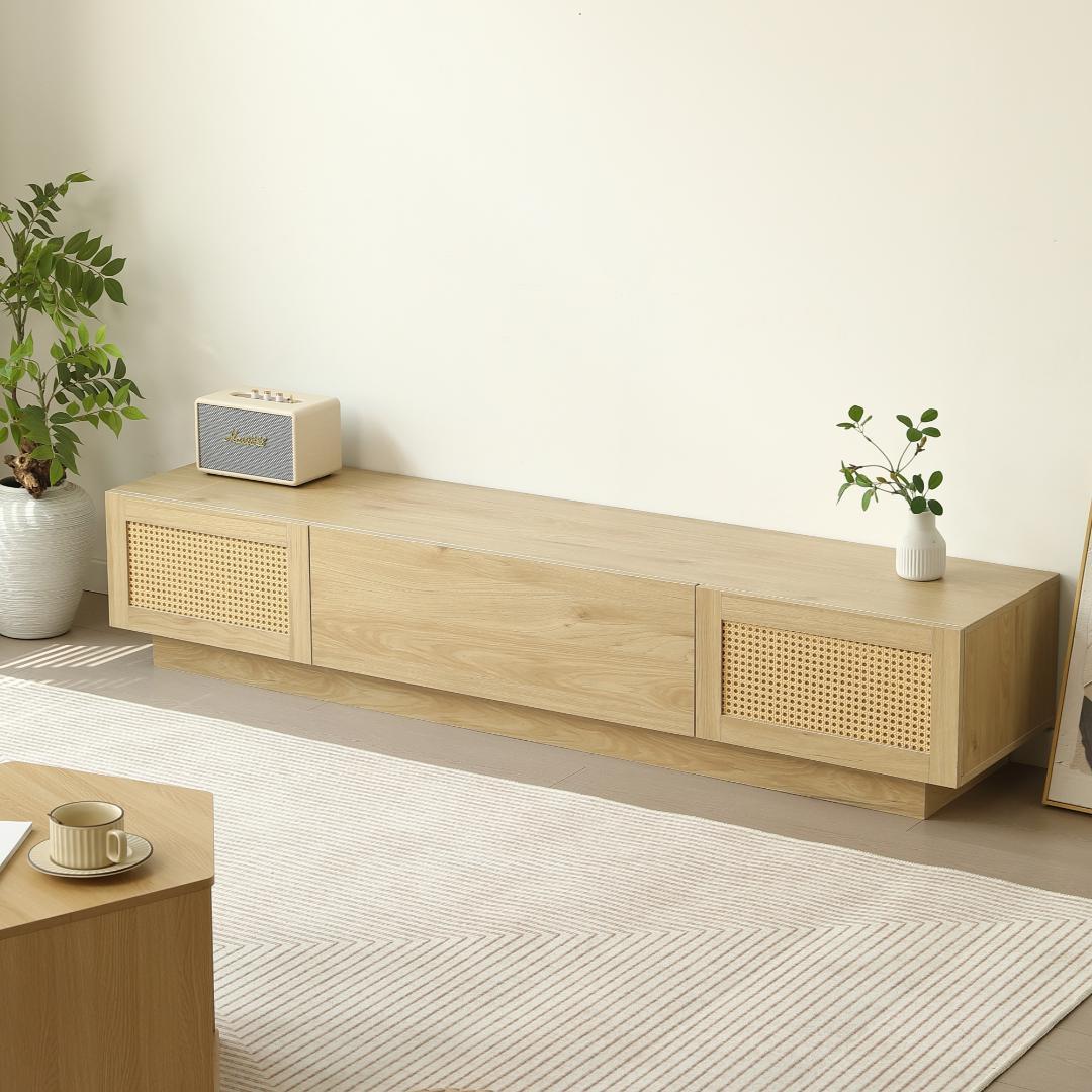 【新品】幅180cm ラタン風 大容量収納 TVボード 北欧 おしゃれ