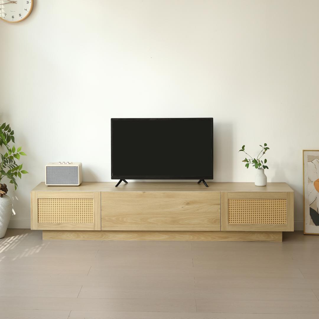 【新品】幅180cm ラタン風 大容量収納 TVボード 北欧 おしゃれ