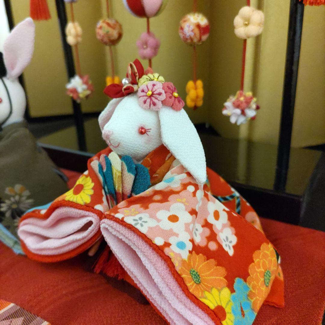 ちりめん細工 雛人形と吊るし飾り(吊るし台付）