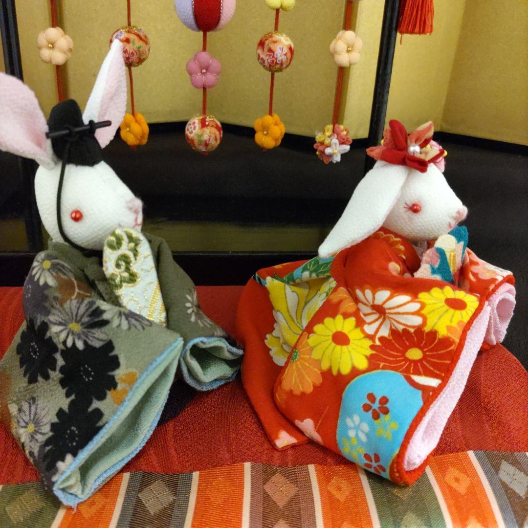 ちりめん細工 雛人形と吊るし飾り(吊るし台付）