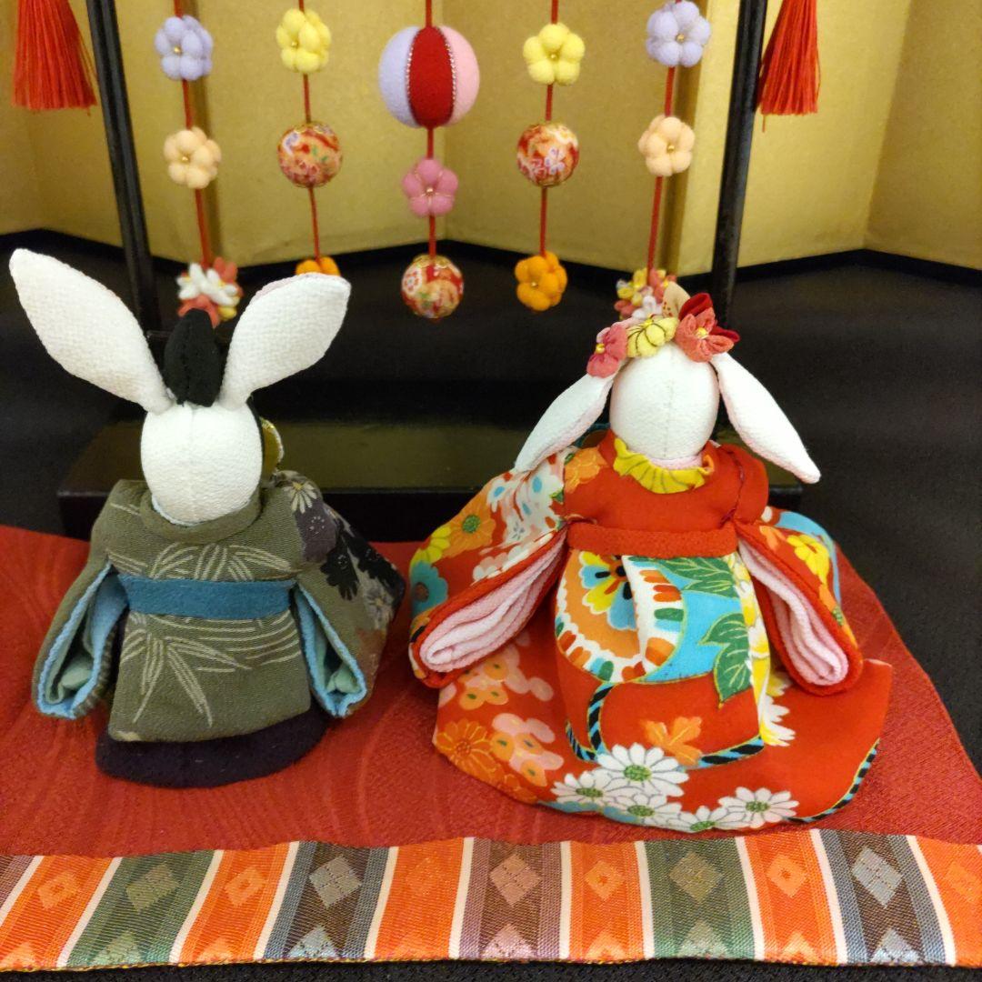 ちりめん細工 雛人形と吊るし飾り(吊るし台付）