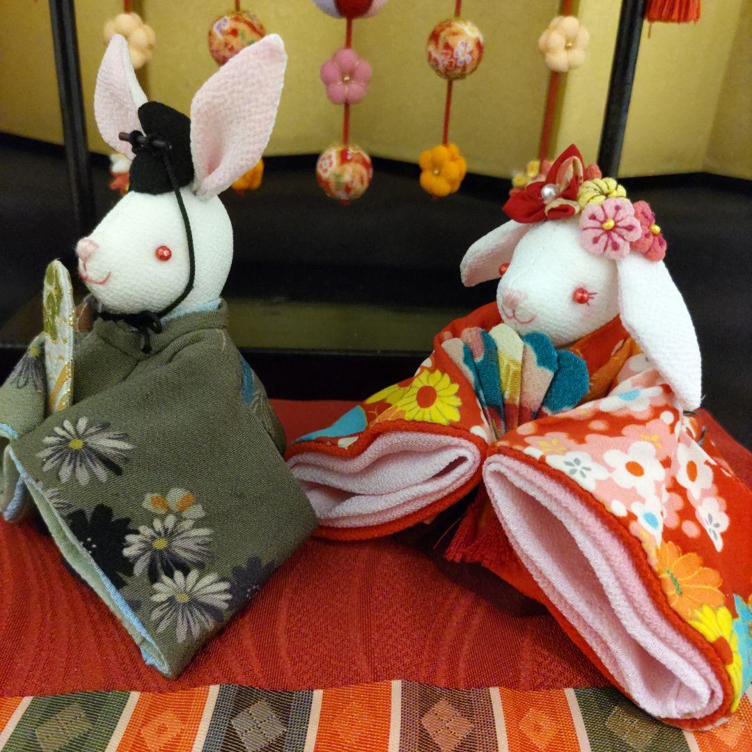 ちりめん細工 雛人形と吊るし飾り(吊るし台付）
