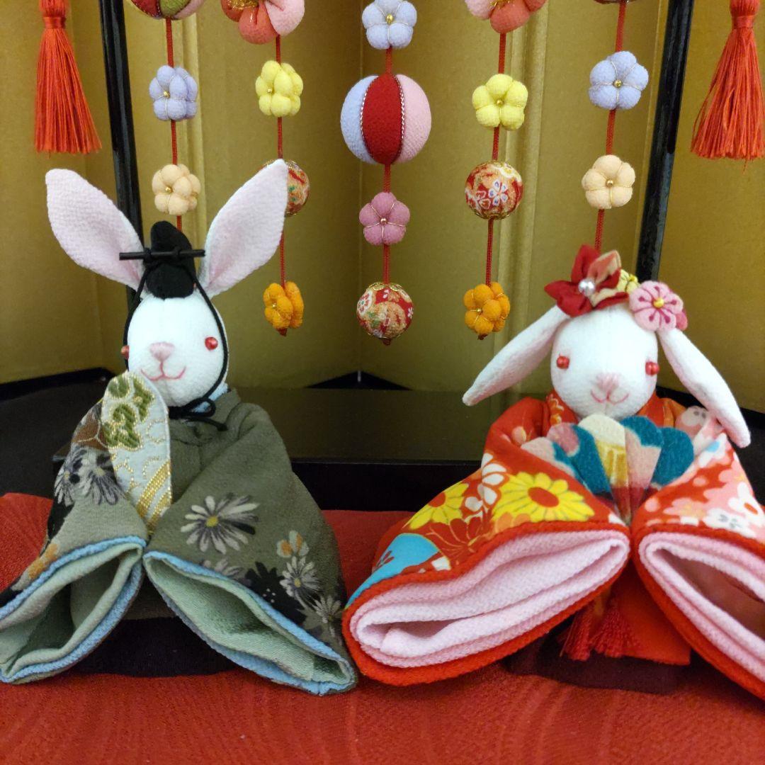 ちりめん細工 雛人形と吊るし飾り(吊るし台付）
