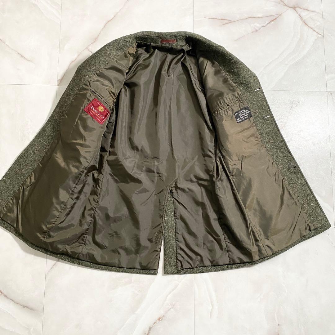 T18548 Dunn&Co 90s ウールツイードサファリジャケット 緑012