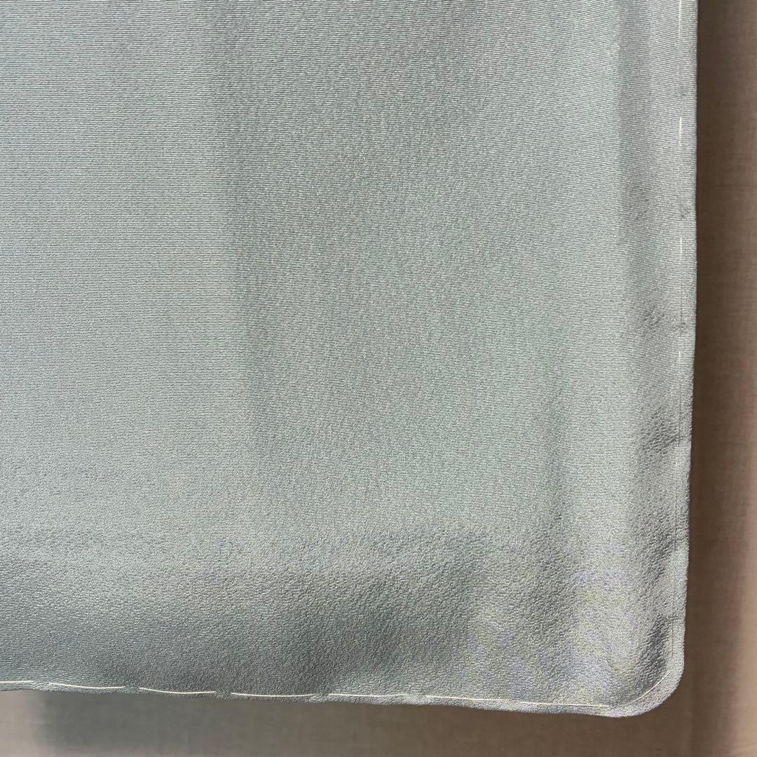 D227訪問着　手描き友禅　水色　花模様　正絹着物　袷　しつけ糸付き未使用極美品