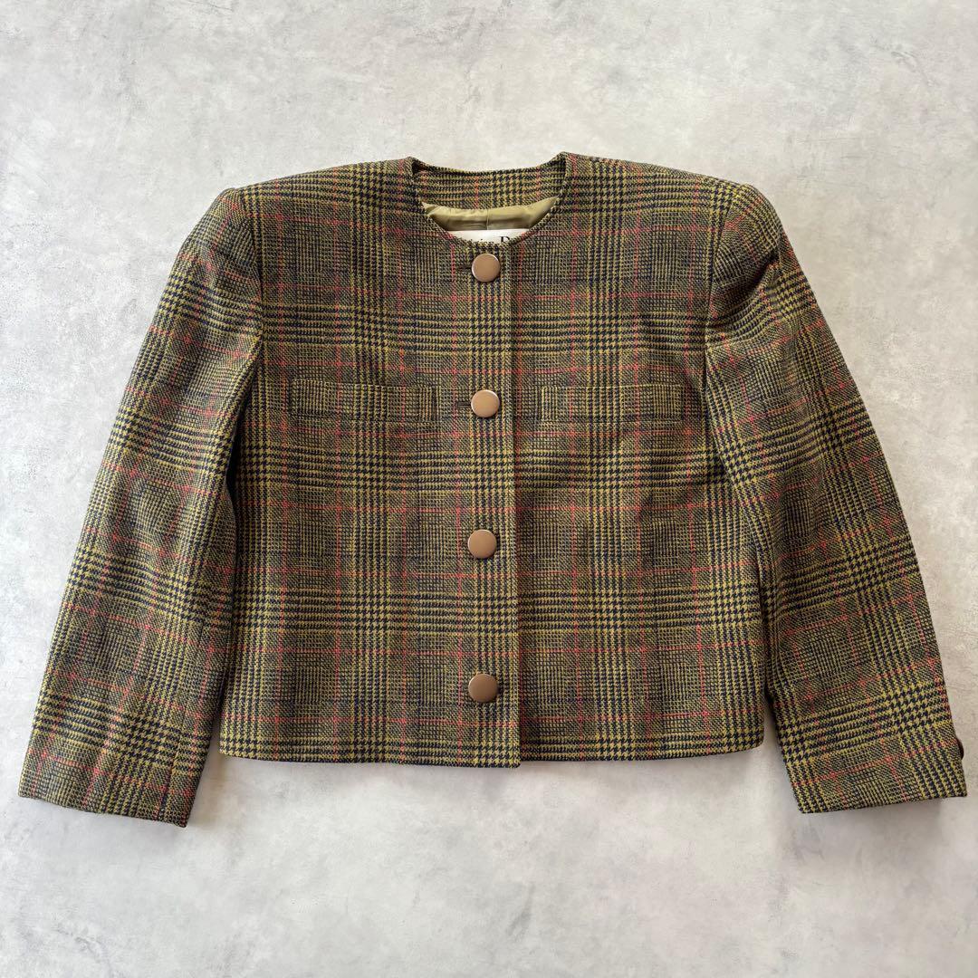 【Christian Dior】ヴィンテージ ツイード ジャケット ウール S