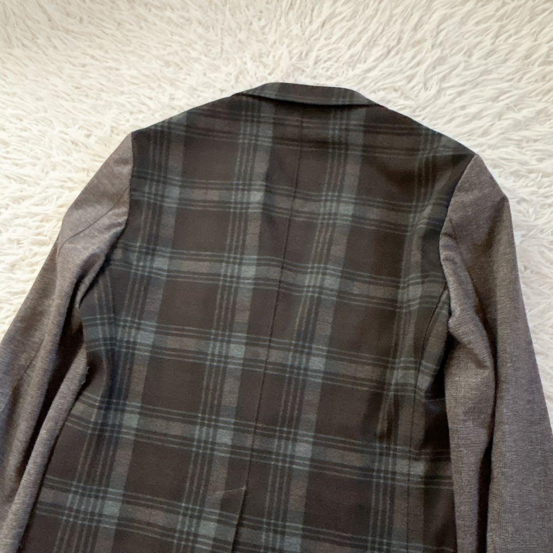 美品　ミツミネ　テーラードジャケット　チェック　切替　2B シングル