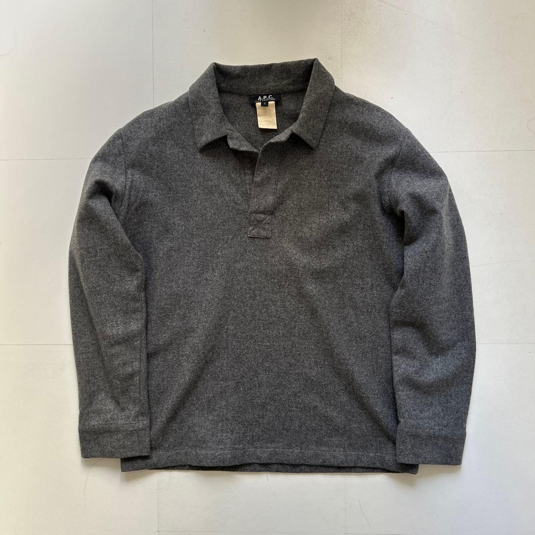 トップス 90s A.P.C. skipper knit polo gray
