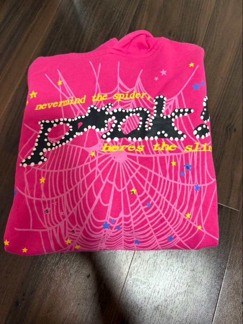 スパイダーウェブデザイン Sp5der pink hoodie set up