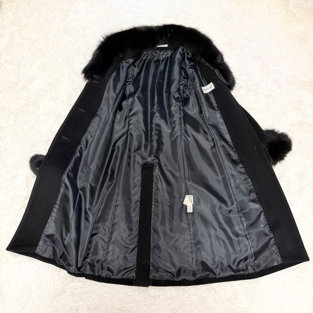 ピンキー&ダイアン ブルー フォックスファー 黒 コート アンゴラ混