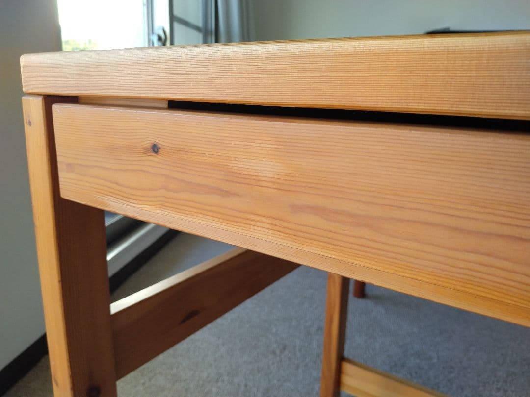 【訳あり良品】MUJI無印 パイン材デスク86cm引出付/ワークテーブル/学習机