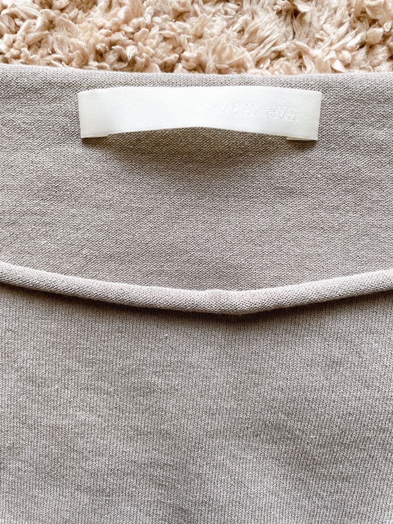 evam eva エヴァムエヴァ コットンスリーブ　M グレージュ　タンクトップ