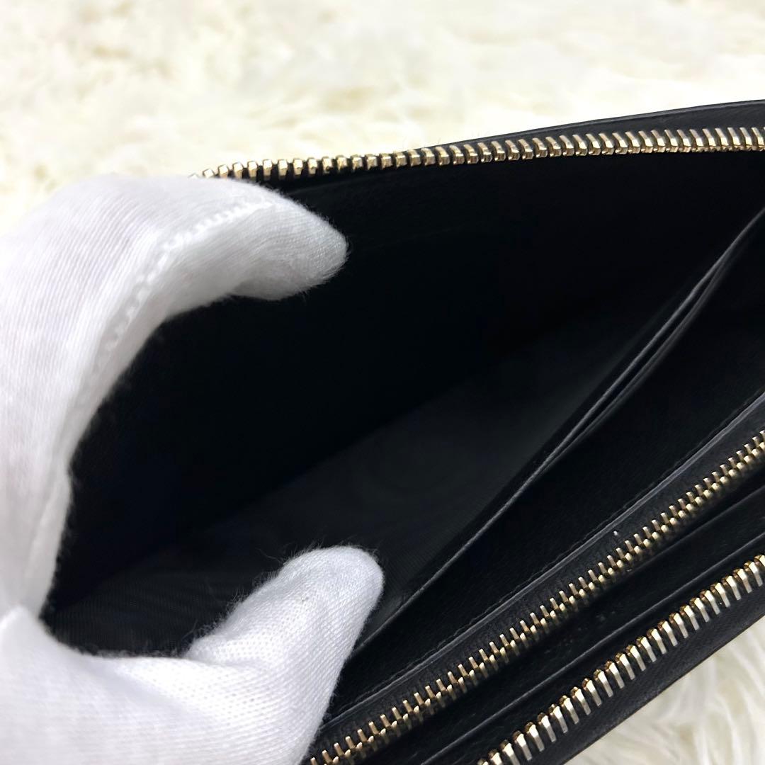 ［美品］SAINT LAURENT 長財布 ブラック レザー ラウンドファスナー