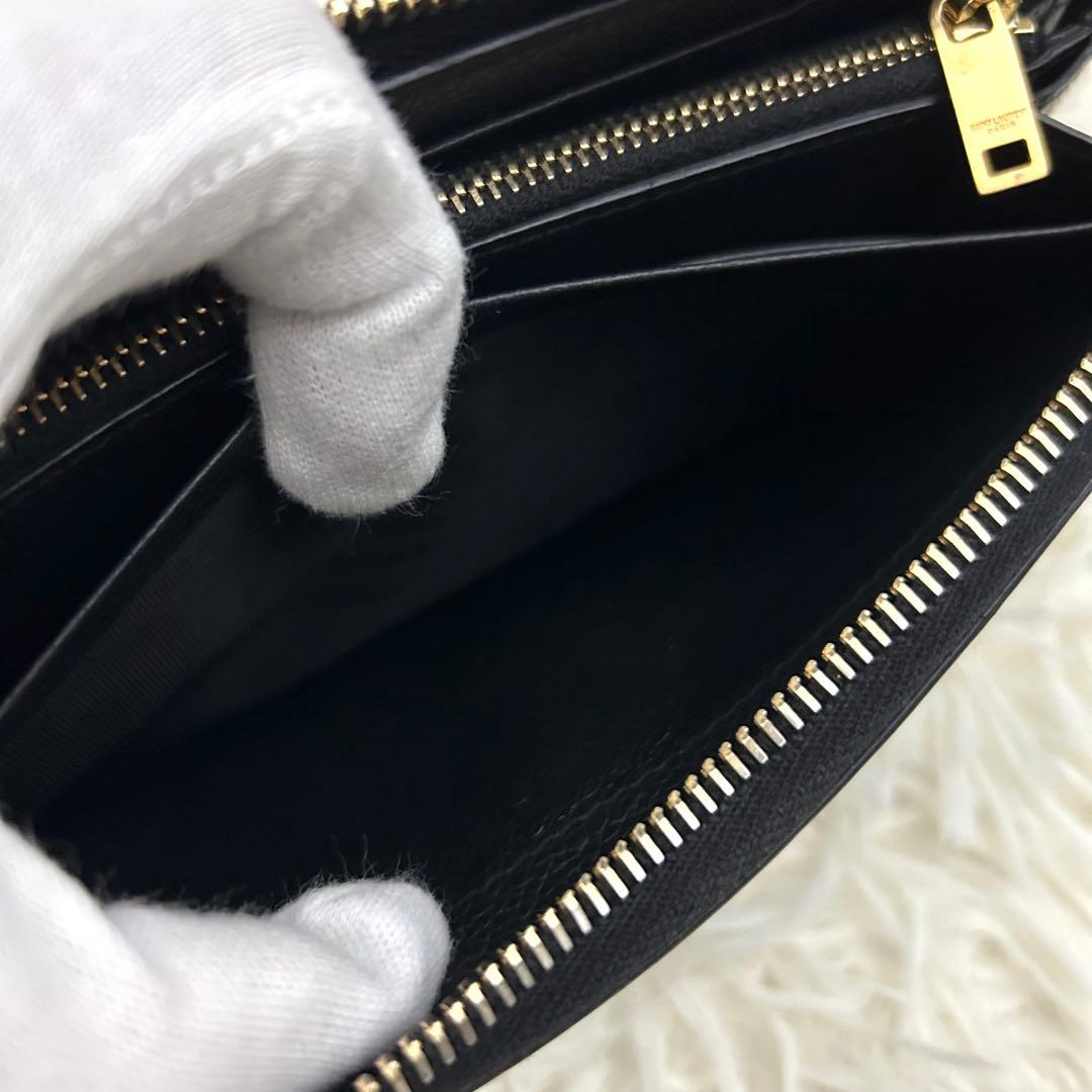 ［美品］SAINT LAURENT 長財布 ブラック レザー ラウンドファスナー
