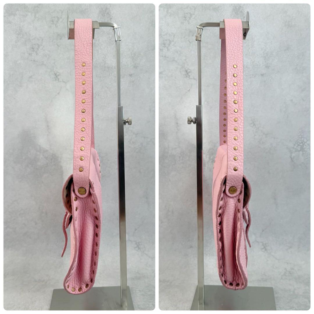 バッグ Celine Pink Leather Studded Shoulder Bag