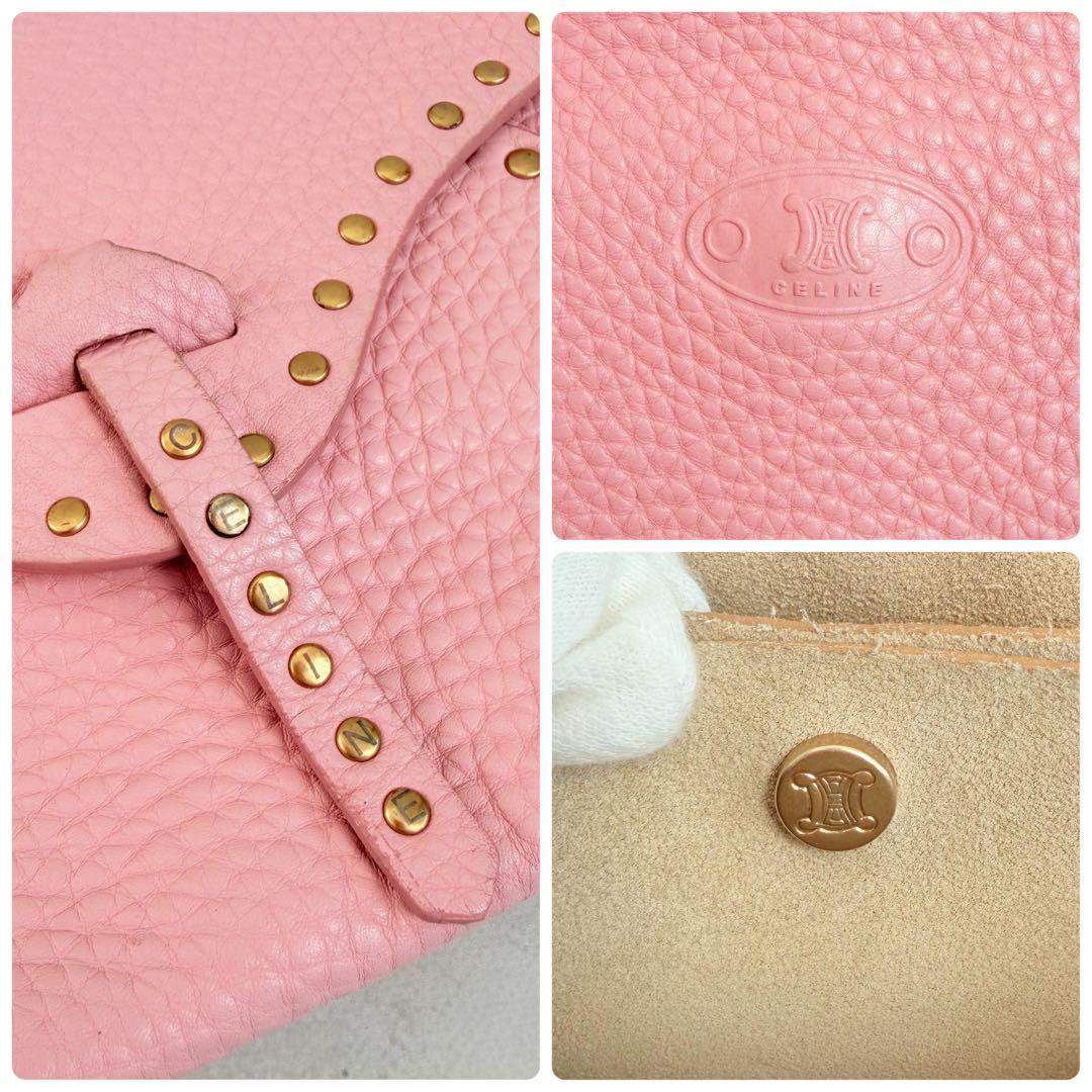 バッグ Celine Pink Leather Studded Shoulder Bag