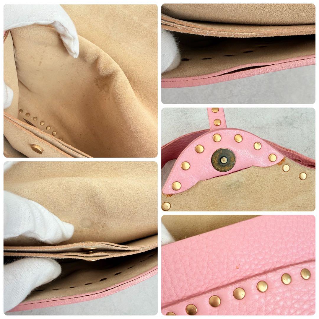 バッグ Celine Pink Leather Studded Shoulder Bag