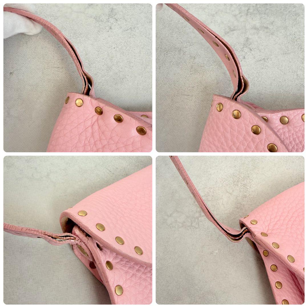 バッグ Celine Pink Leather Studded Shoulder Bag