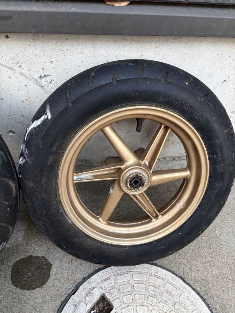 ホンダ AF35 ライブディオZX 純正前後ホイール タイヤ付き 金ホイール