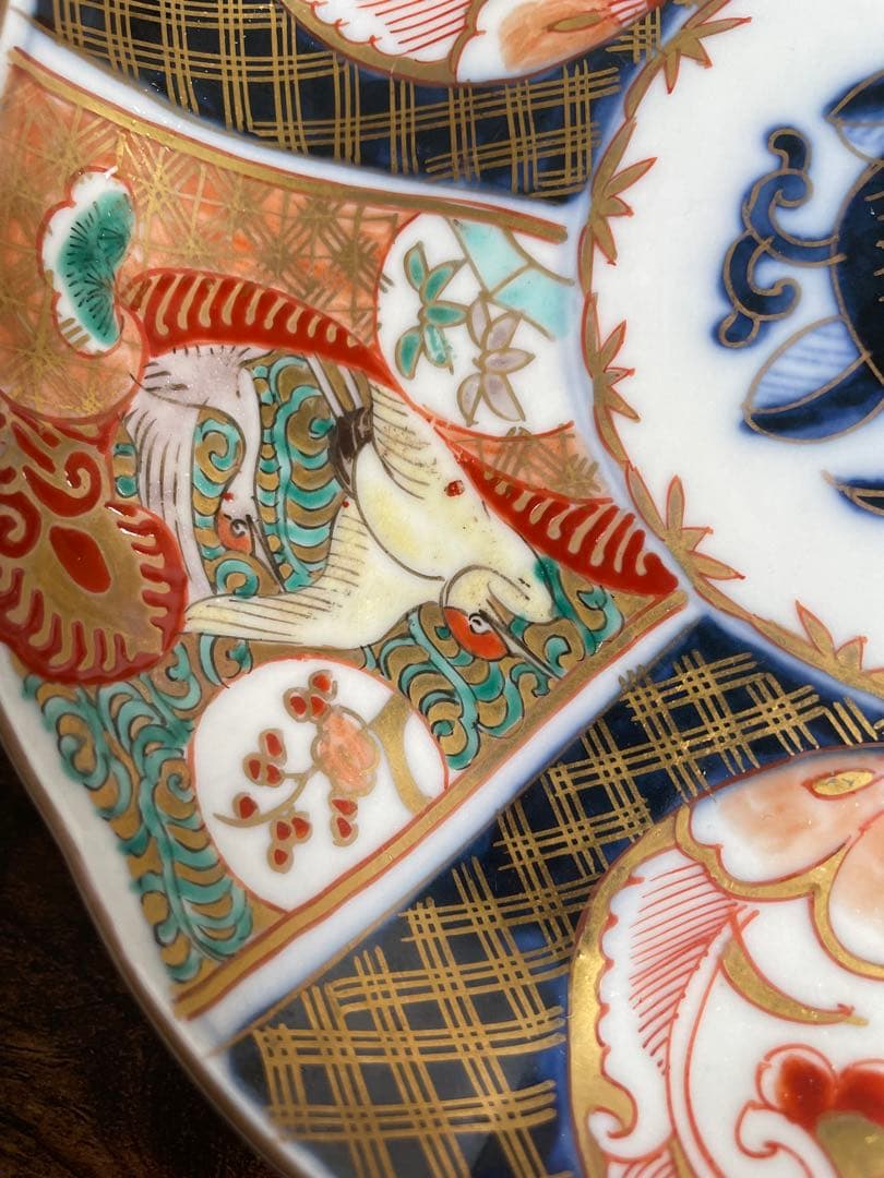 古伊万里 金蘭手柘榴図 七寸皿 二客　大皿/お皿/40/アンティーク