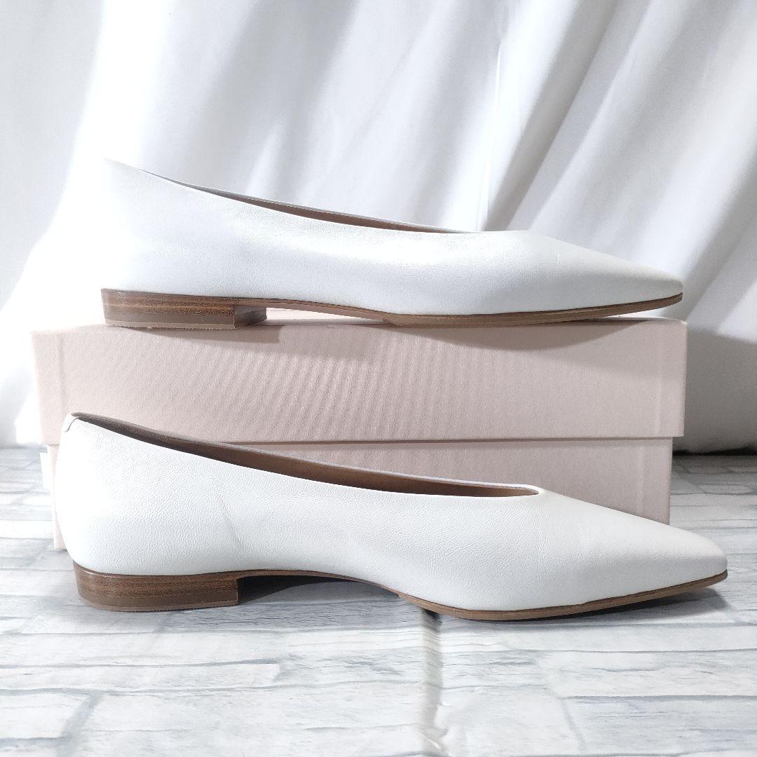 未使用品✨ペリーコ　DAMA　レザーフラットパンプス　白　38　保存袋付き