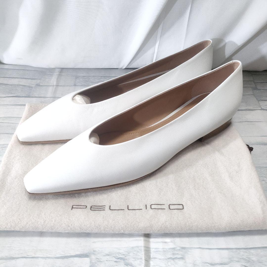 未使用品✨ペリーコ　DAMA　レザーフラットパンプス　白　38　保存袋付き
