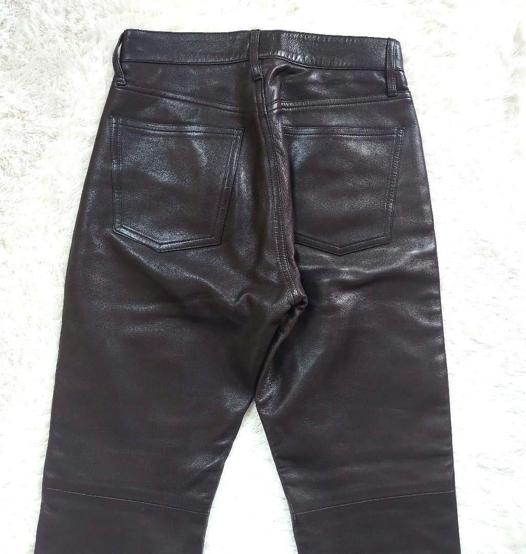 agnes b. アニエスベー レザーパンツ　羊革　ラムスキン　ブラウン　36