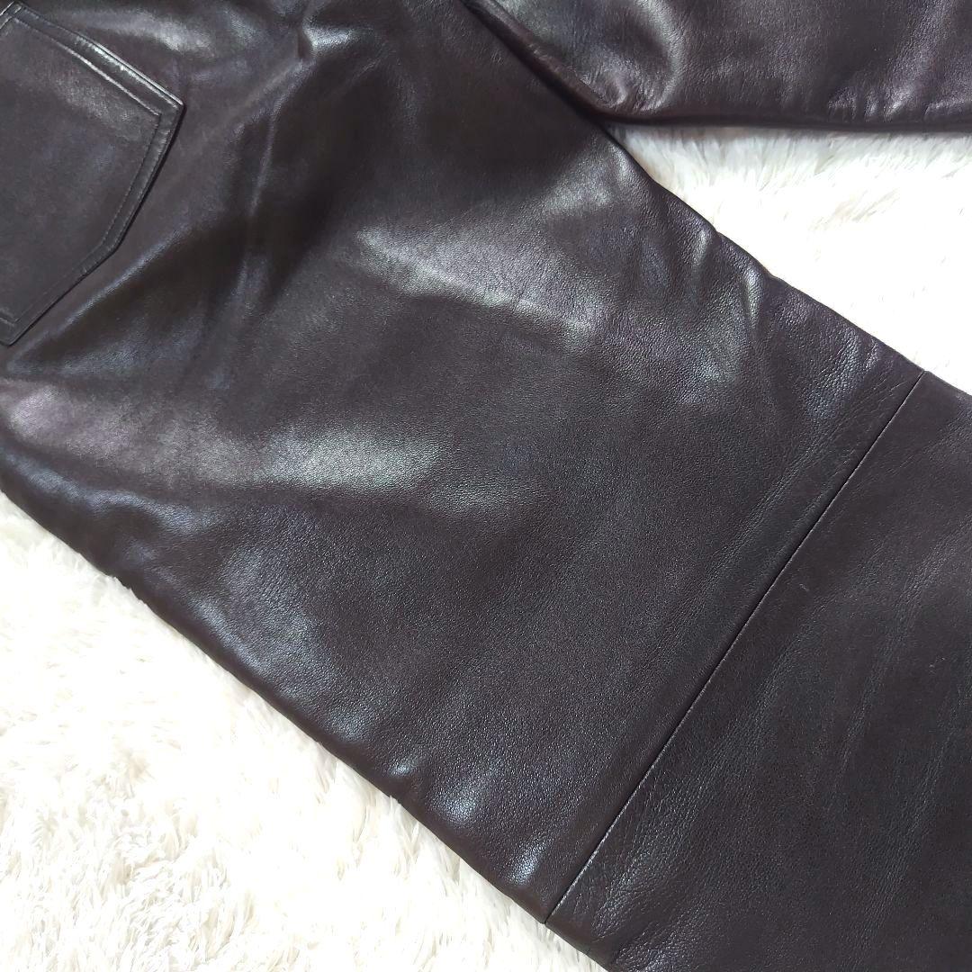 agnes b. アニエスベー レザーパンツ　羊革　ラムスキン　ブラウン　36