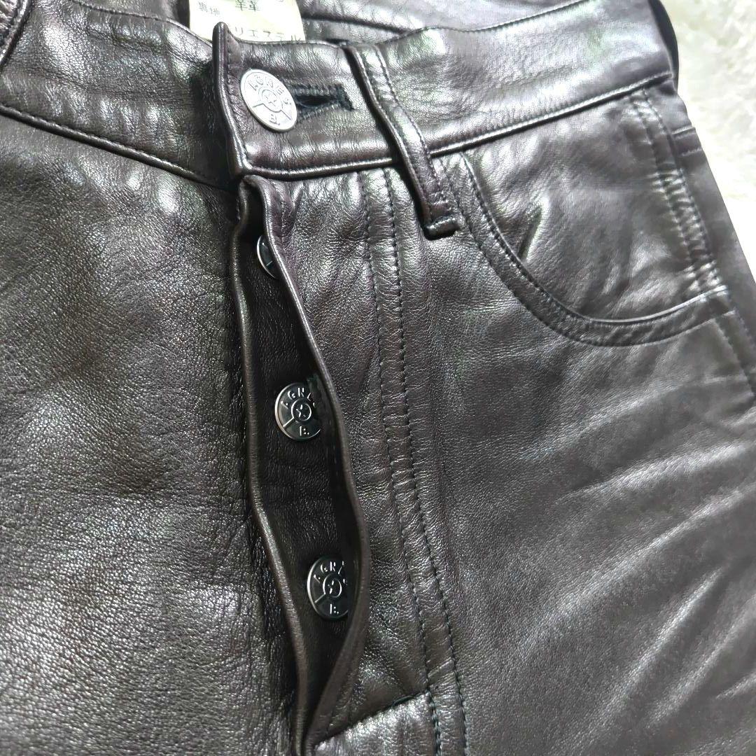 agnes b. アニエスベー レザーパンツ　羊革　ラムスキン　ブラウン　36